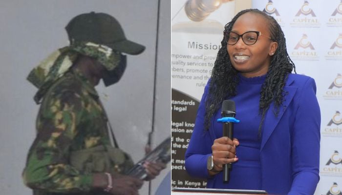File image of police officer who shot Boniface Kariuki (left) and LSK President Faith Odhiambo.